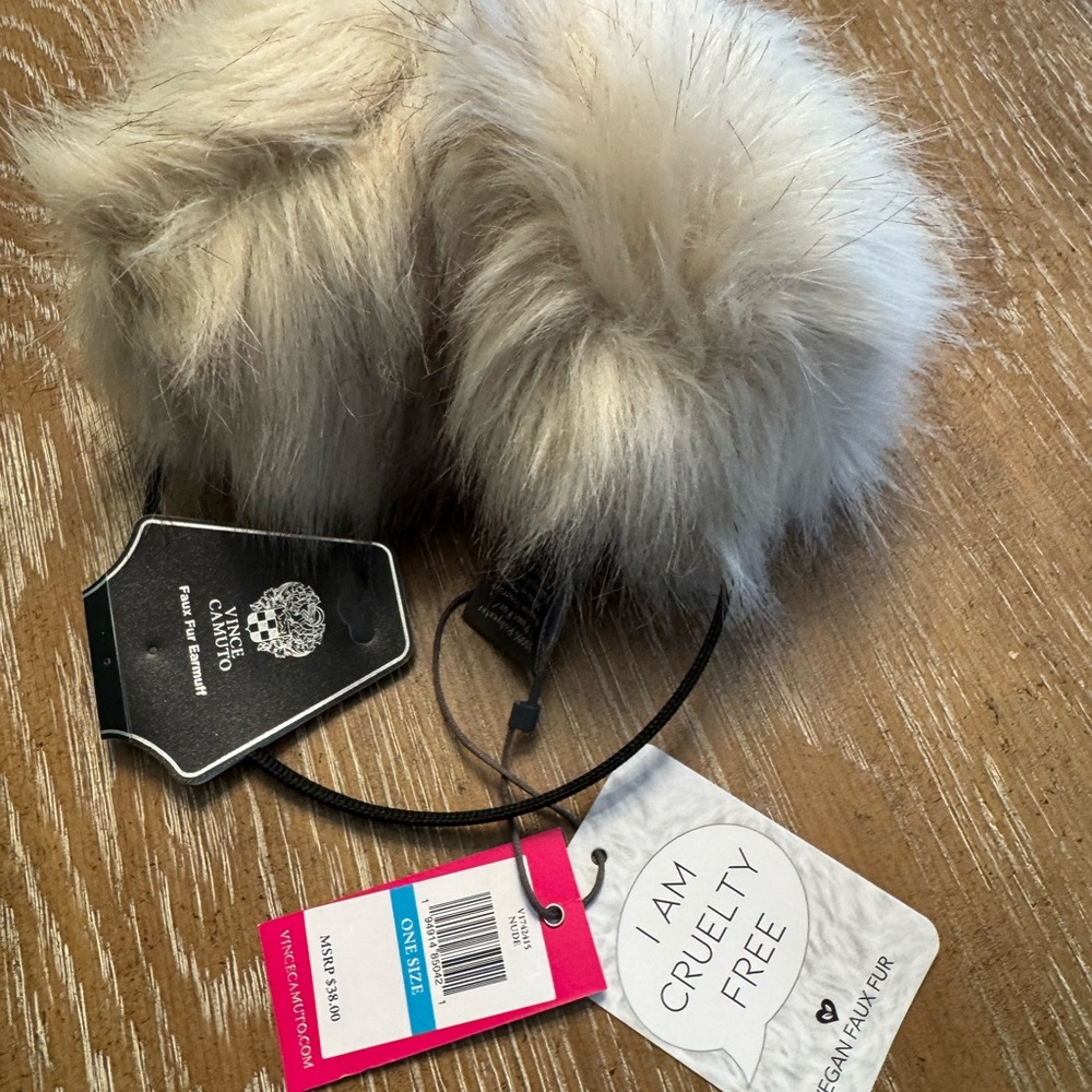 Vince Camuto Cream Faux Fur Earmuffs - Picture 2 of 3